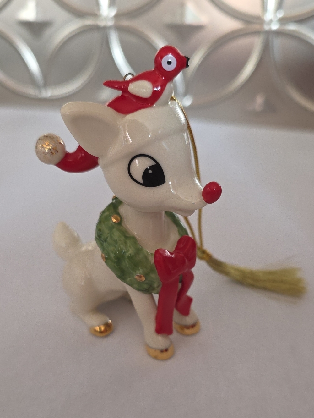 NIB 2023 Lenox Rudolph & Cardinal Friend Porcelain Christmas Ornament